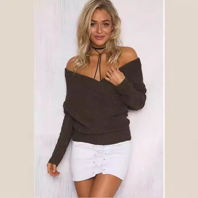 Wrap sweater for women with an open shoulder design and a relaxed chic silhouette