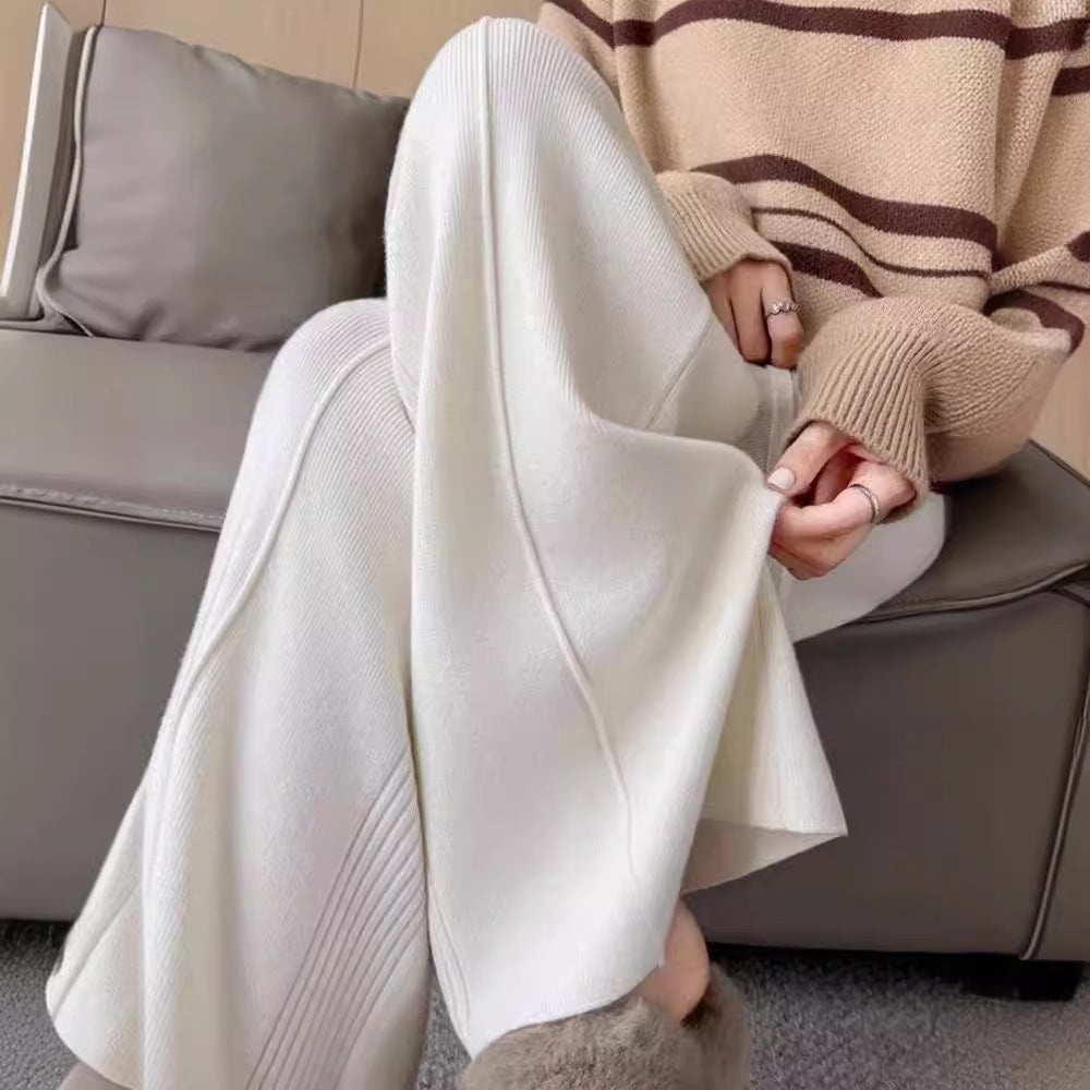 Pantalons larges en tricot pour femmes avec un design texturé Chic & Stil