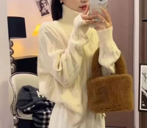 Pull en tricot chunky à col haut Chic & Stil pour femmes