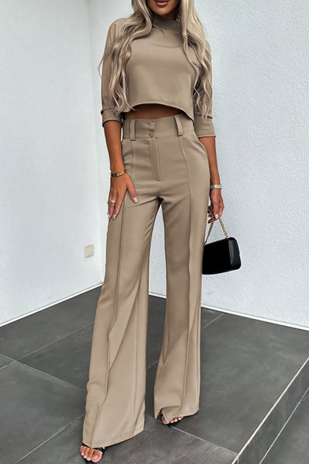 Lune London | Sleeve Sweater Wide Leg Pants Business Casual Outfits Set