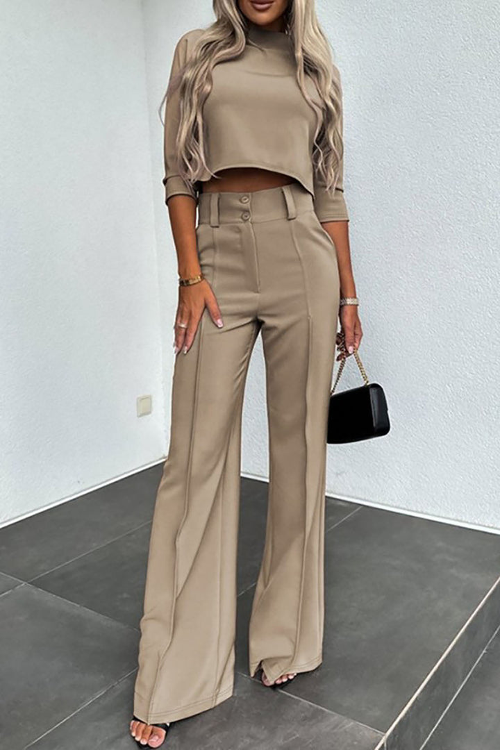 Lune London | Sleeve Sweater Wide Leg Pants Business Casual Outfits Set