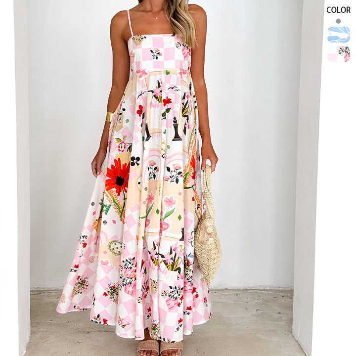 Maxi dress for women with elegant straps and floral accents Chic & Stil