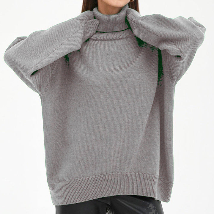 Women's Oversized Turtleneck Sweater with Ribbed Texture Lune London