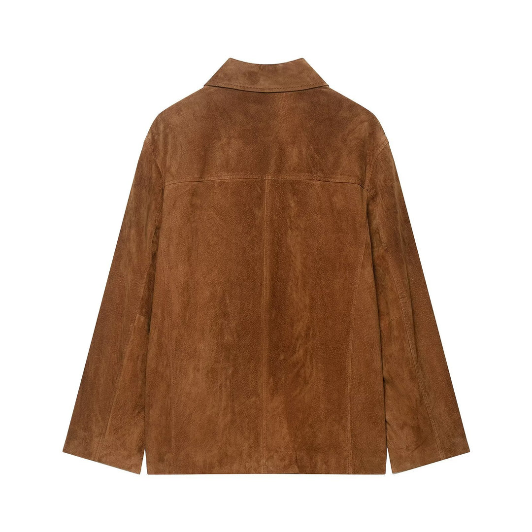 Women's suede jacket with modern design and large pockets Lune London