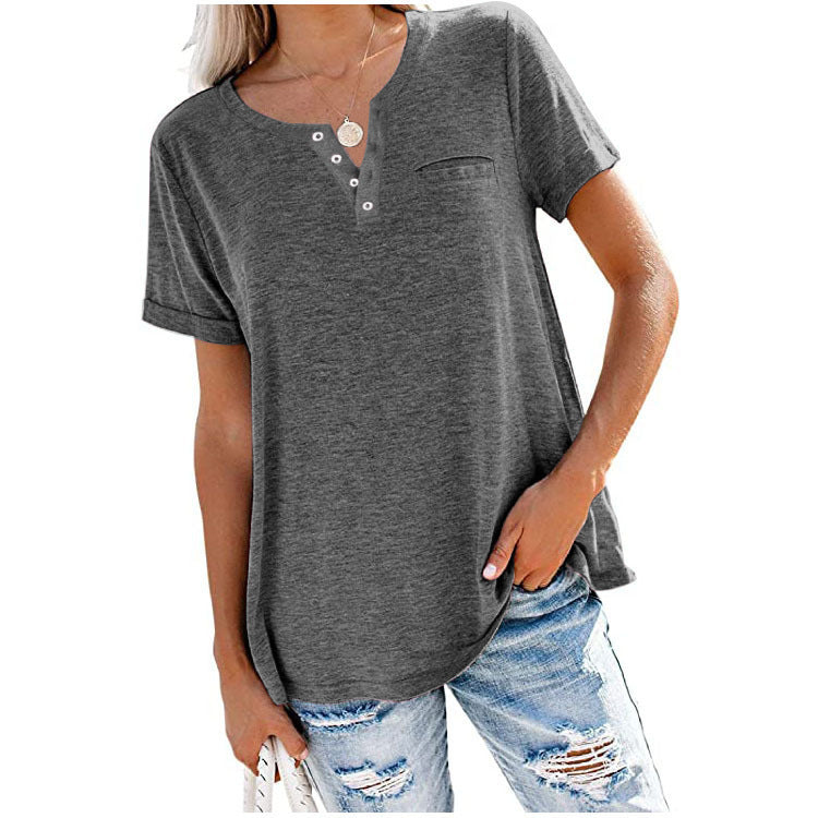 High quality women's t-shirt with button detail and relaxed fit Lune London