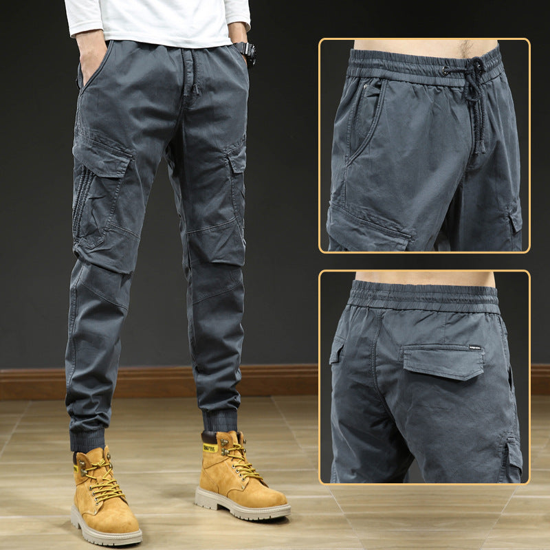 Pantalon cargo confortable pour hommes avec taille élastique et plusieurs poches Lune London