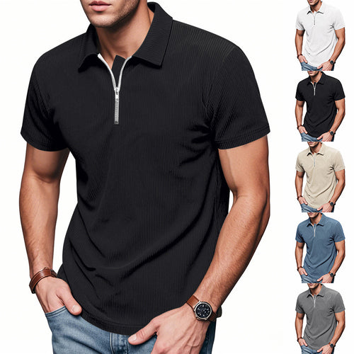 Men's short sleeve sports polo with zipper Lune London