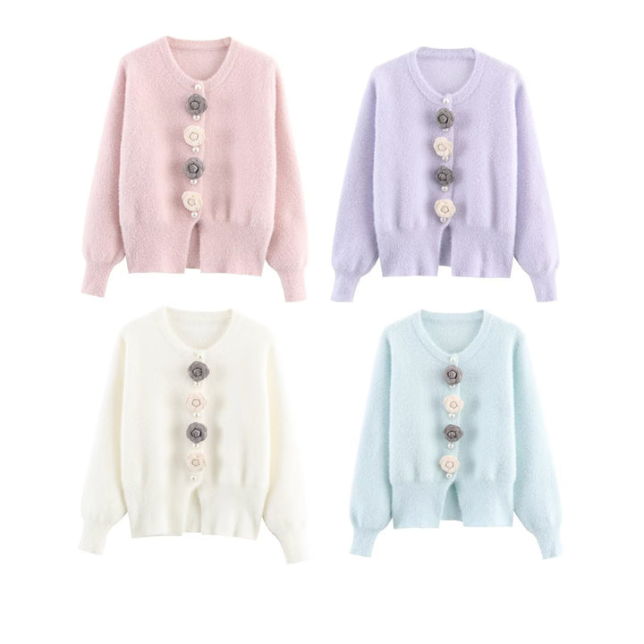 Ladies Cozy Knit Vest with Elegant Floral Details Lune London