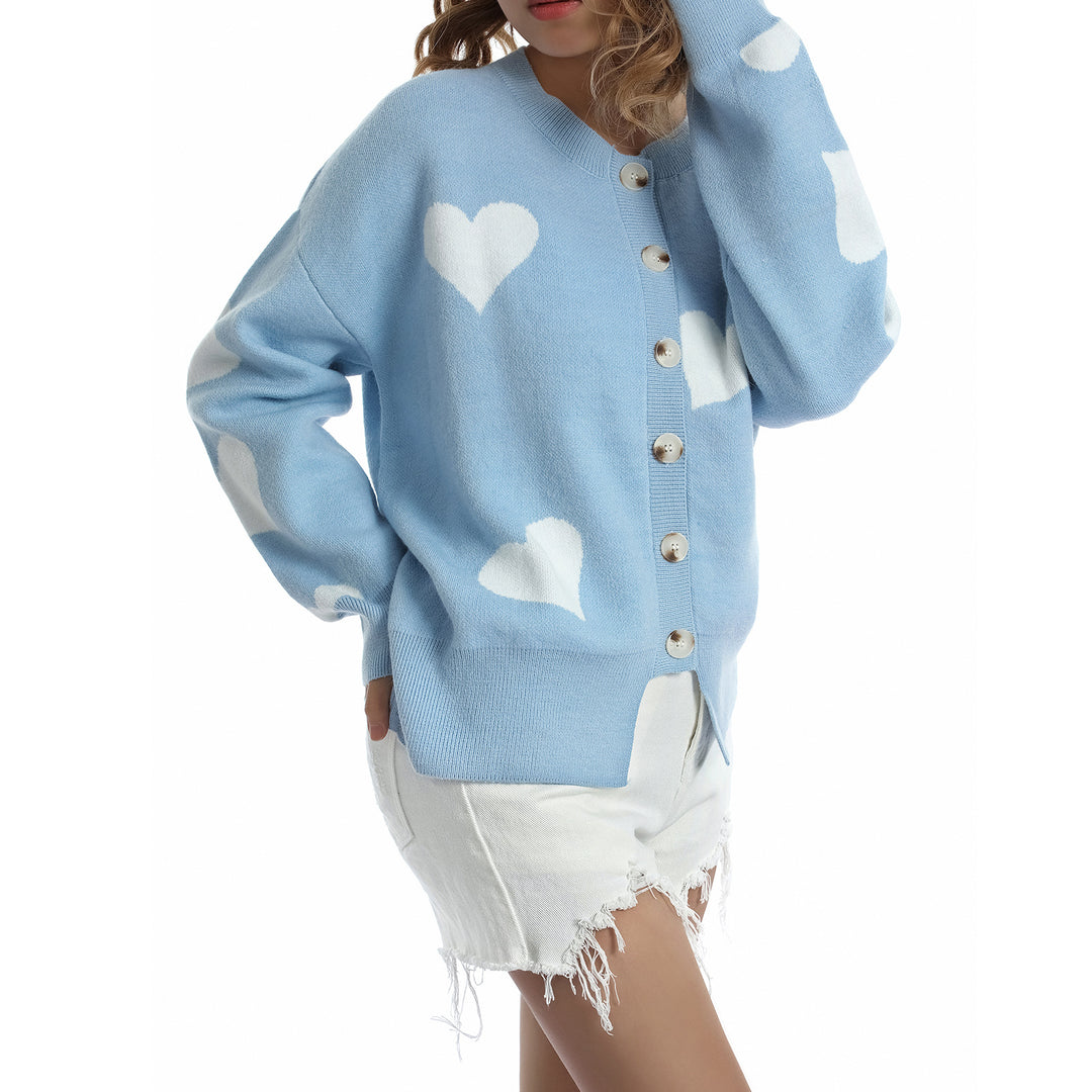Women's cardigan with heart pattern and button design Lune London