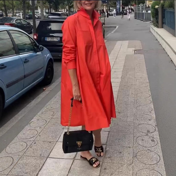 Robe chemise pour femmes dans une coupe A-line décontractée avec des poches pratiques Chic & Stil