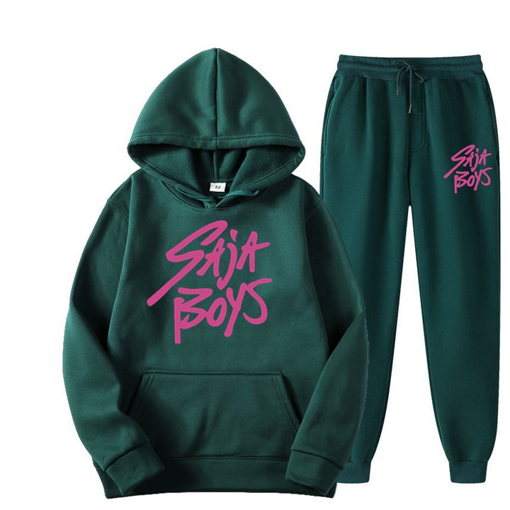 Women's hoodie and jogger set with modern graphic print Chic & Stil