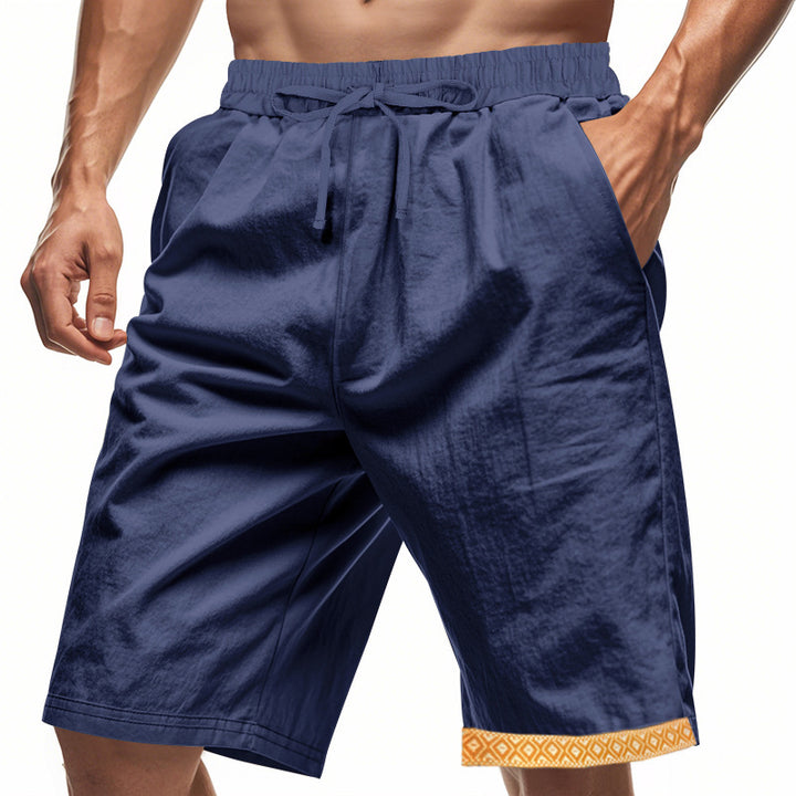 Casual beach shorts for men with elastic waist and decorative hem Lune London