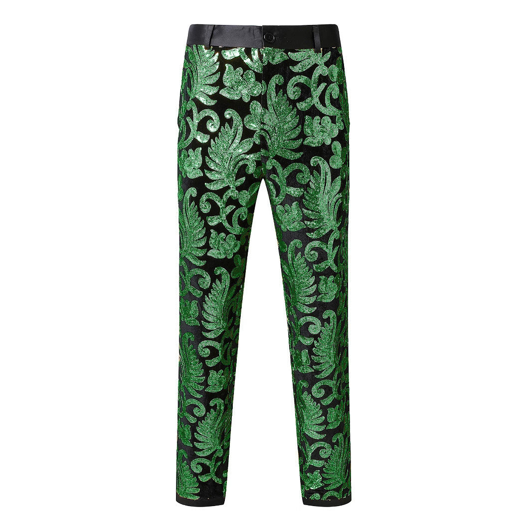 Elegant sequin trousers for men with floral pattern Lune London