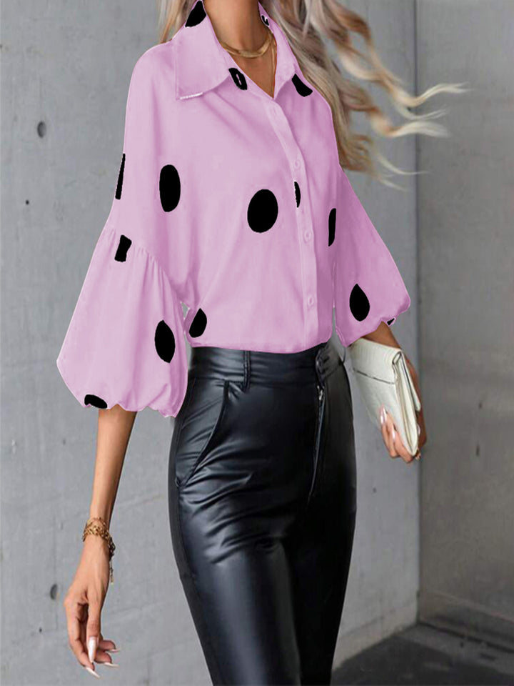 Women's blouse with a polka dot pattern all over and voluminous sleeves Lune London