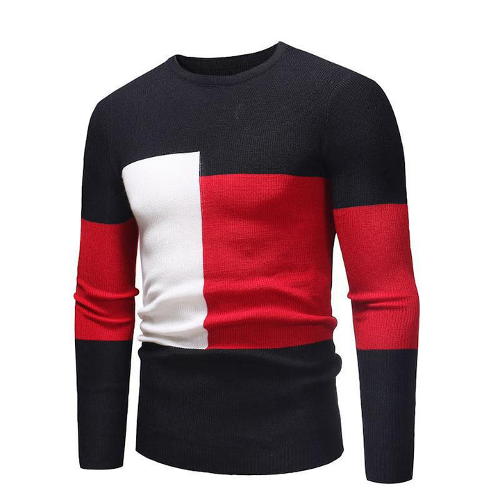 Designer men's sweater with modern block pattern Lune London
