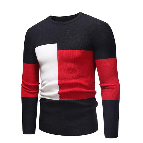 Designer men's sweater with modern block pattern Lune London