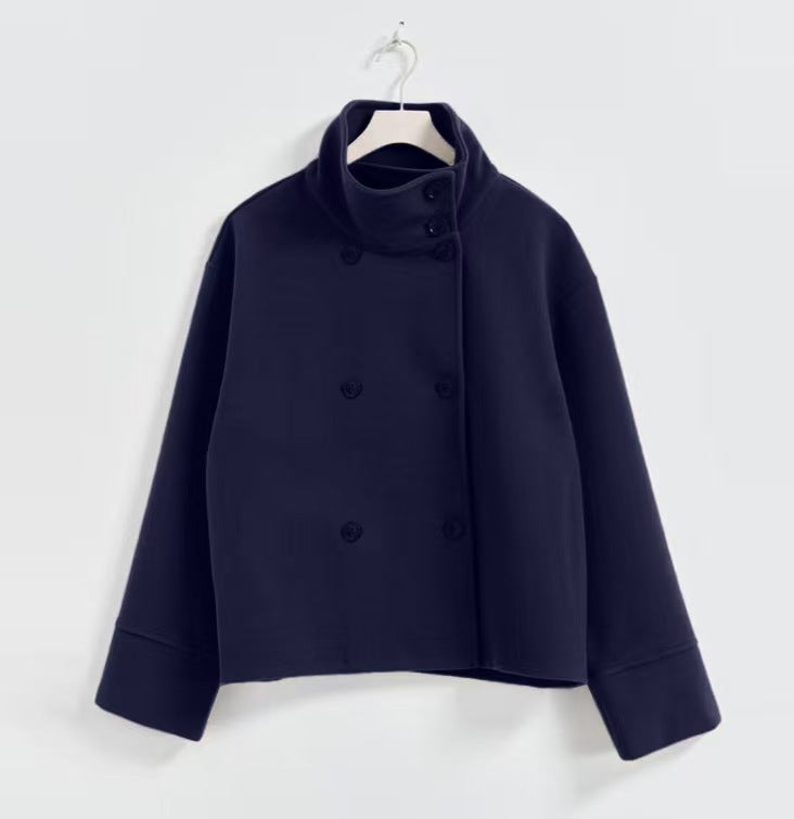 Cropped jacket for women with high collar and double breasted Lune London