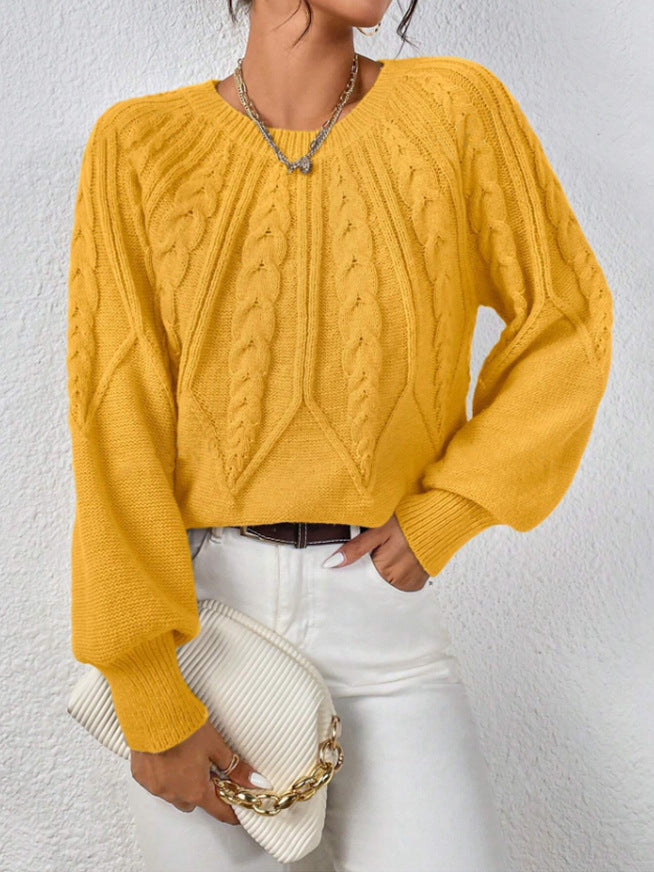 Knit sweater for women with cable pattern and wide sleeves Lune London