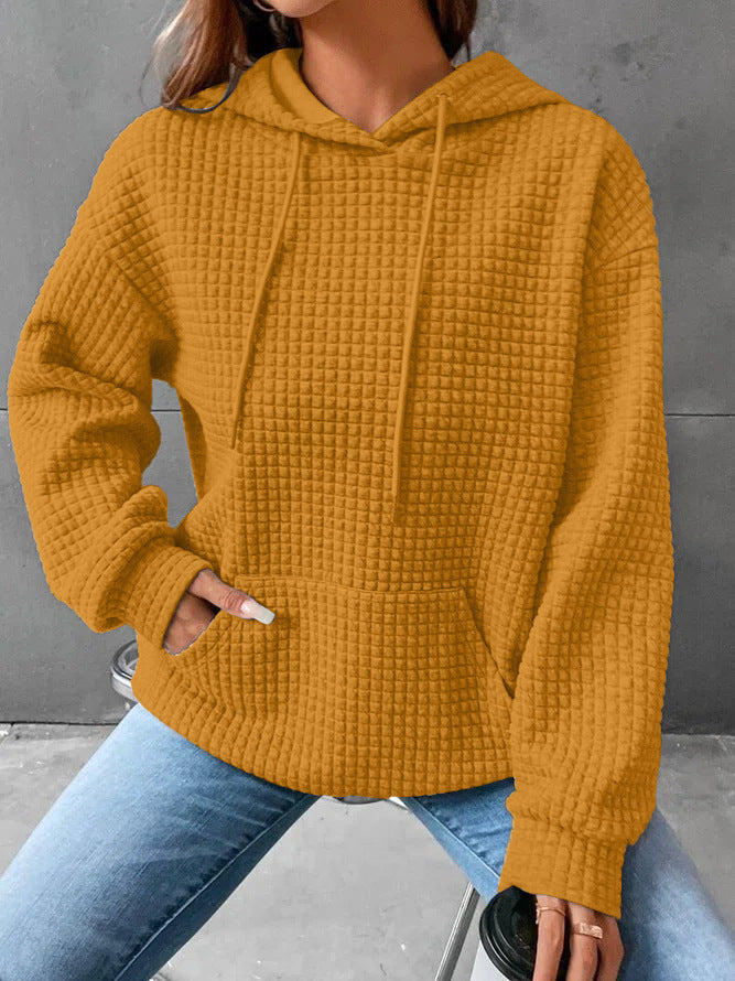 Haut en waffle pour femmes avec poche kangourou et coupe décontractée Chic & Stil
