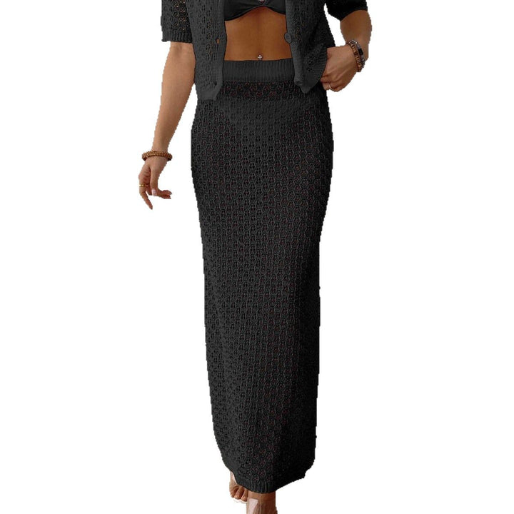 Women's crochet maxi skirt set and cardigan Lune London
