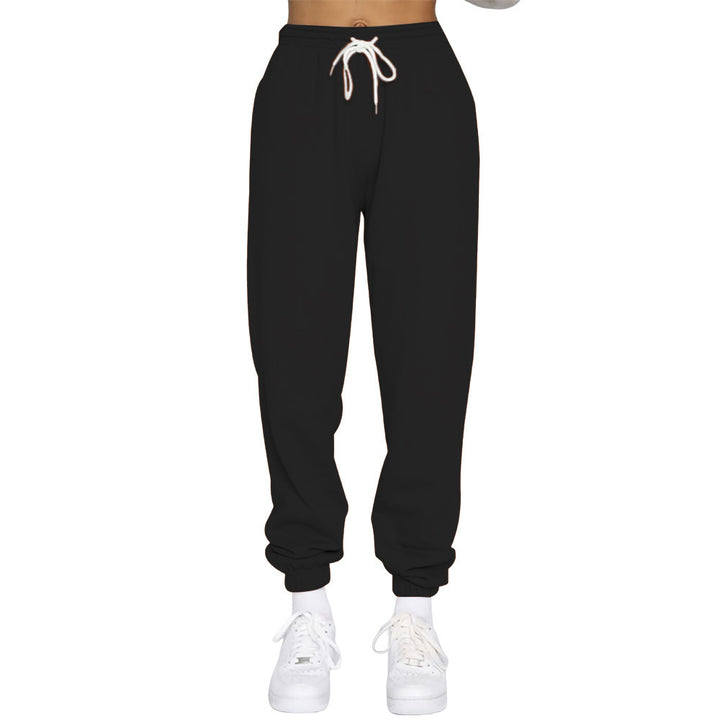 Sporty high-waisted jogger pants for women with drawstring Lune London