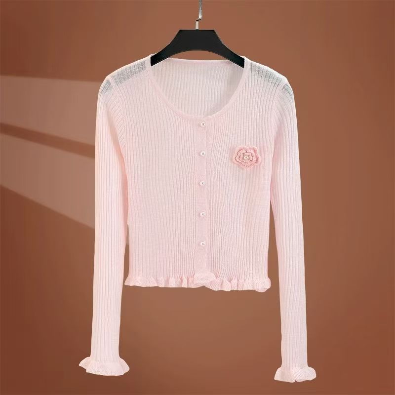 Knitted jacket for women with a delicate floral pattern Lune London
