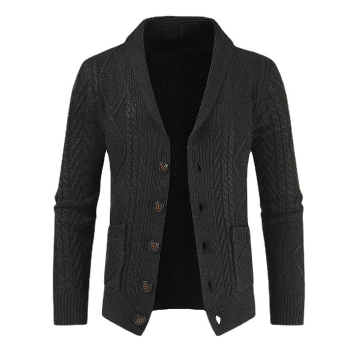 Men's knit jacket with a modern twisted pattern and elegant shawl collar Lune London