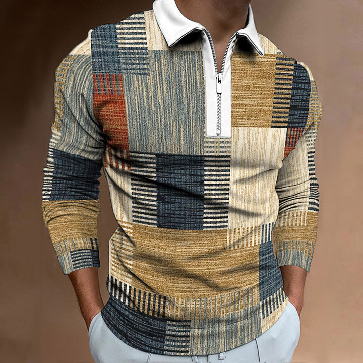 Men's polo with zipper, trendy and unique graphic design Lune London