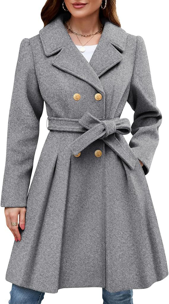 Wrap coat for women in classic style with double-breasted buttons and belt Lune London