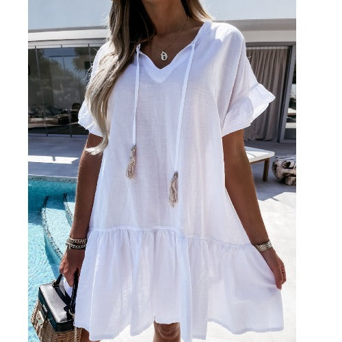 Lune London Summer ruffled dress for women with drawstring