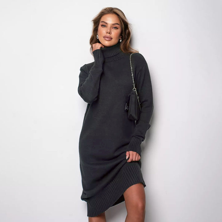 Robe tricotée pour femme avec col roulé et coupe décontractée Chic & Stil