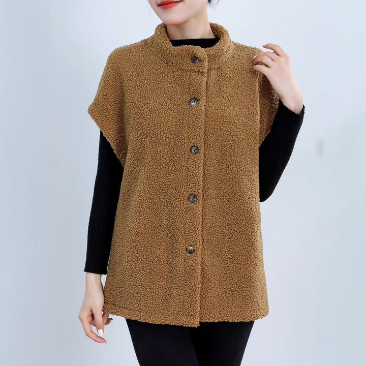Ladies Cozy Cardigan with Buttons and Chic High Collar