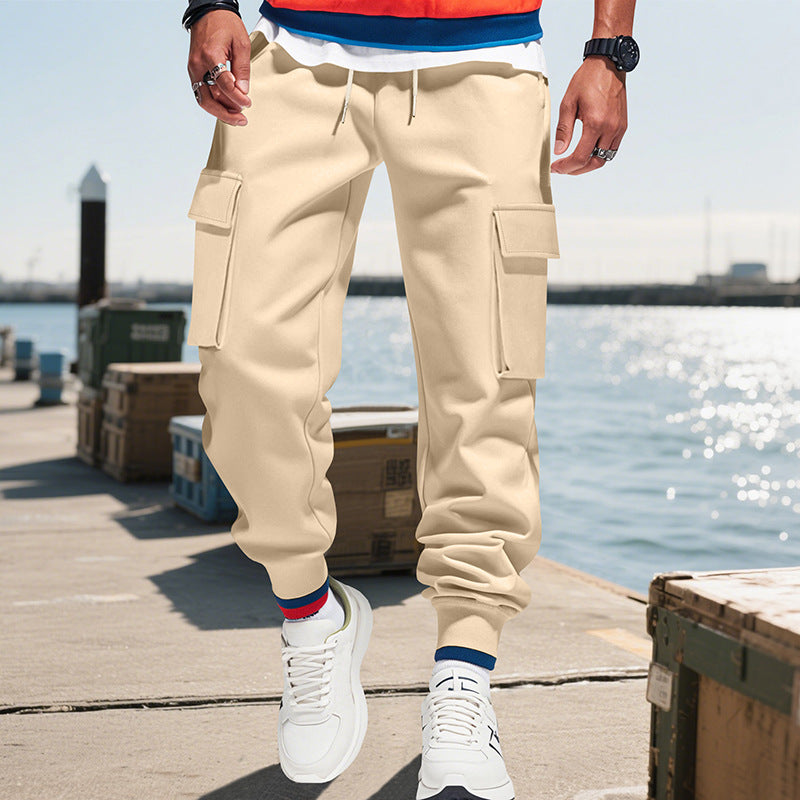 Men's cargo pants with side pockets and elastic waistband Lune London