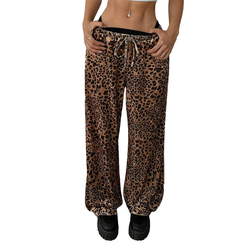 Pantalons larges de détente pour femmes avec imprimé léopard et taille élastique Chic & Stil