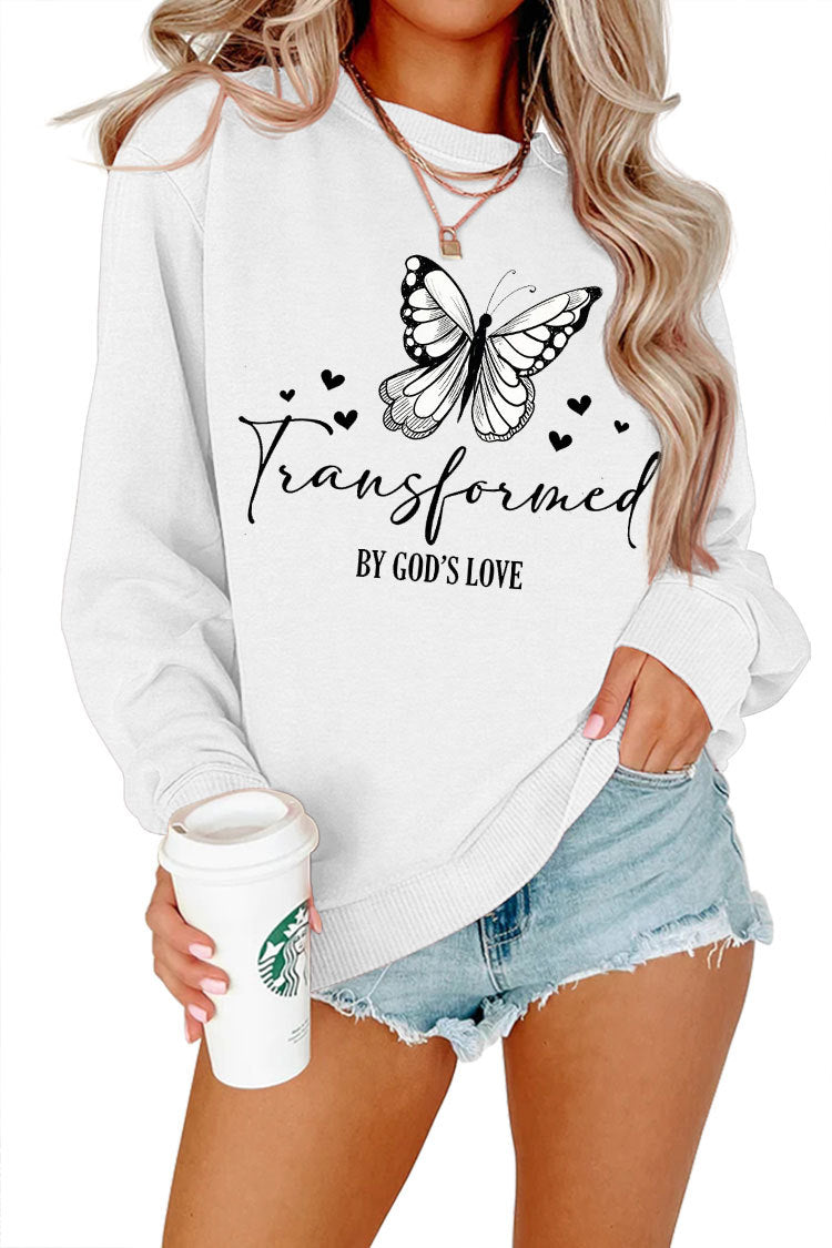Sweatshirt pour femmes avec motif de papillon artistique et slogan inspirant Chic & Stil