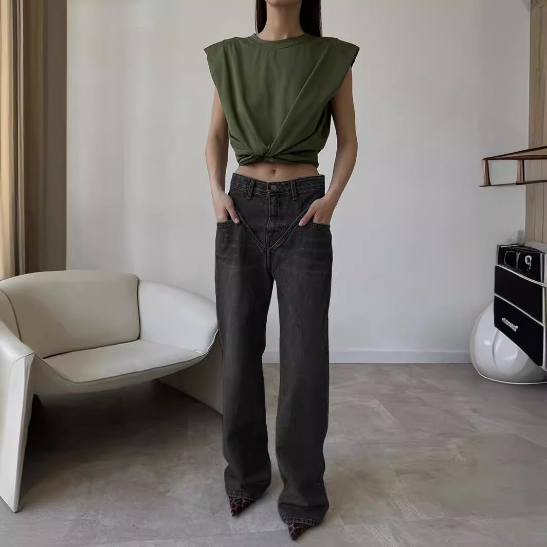 Women Wide Cut Jeans with Unique Design Lune London