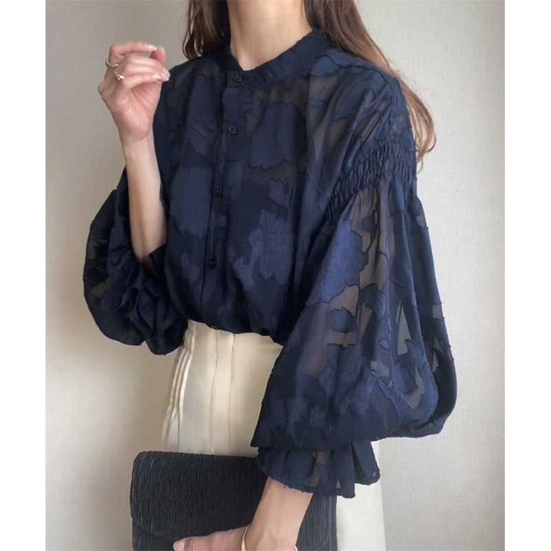 Women Embroidered Floral Transparent Blouse Lune London
