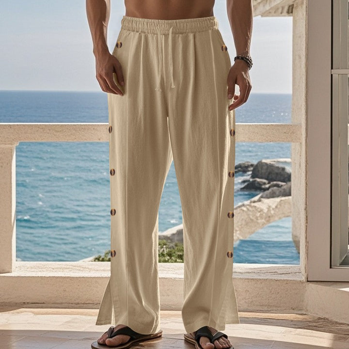 Casual beach pants for men with side snap buttons Lune London