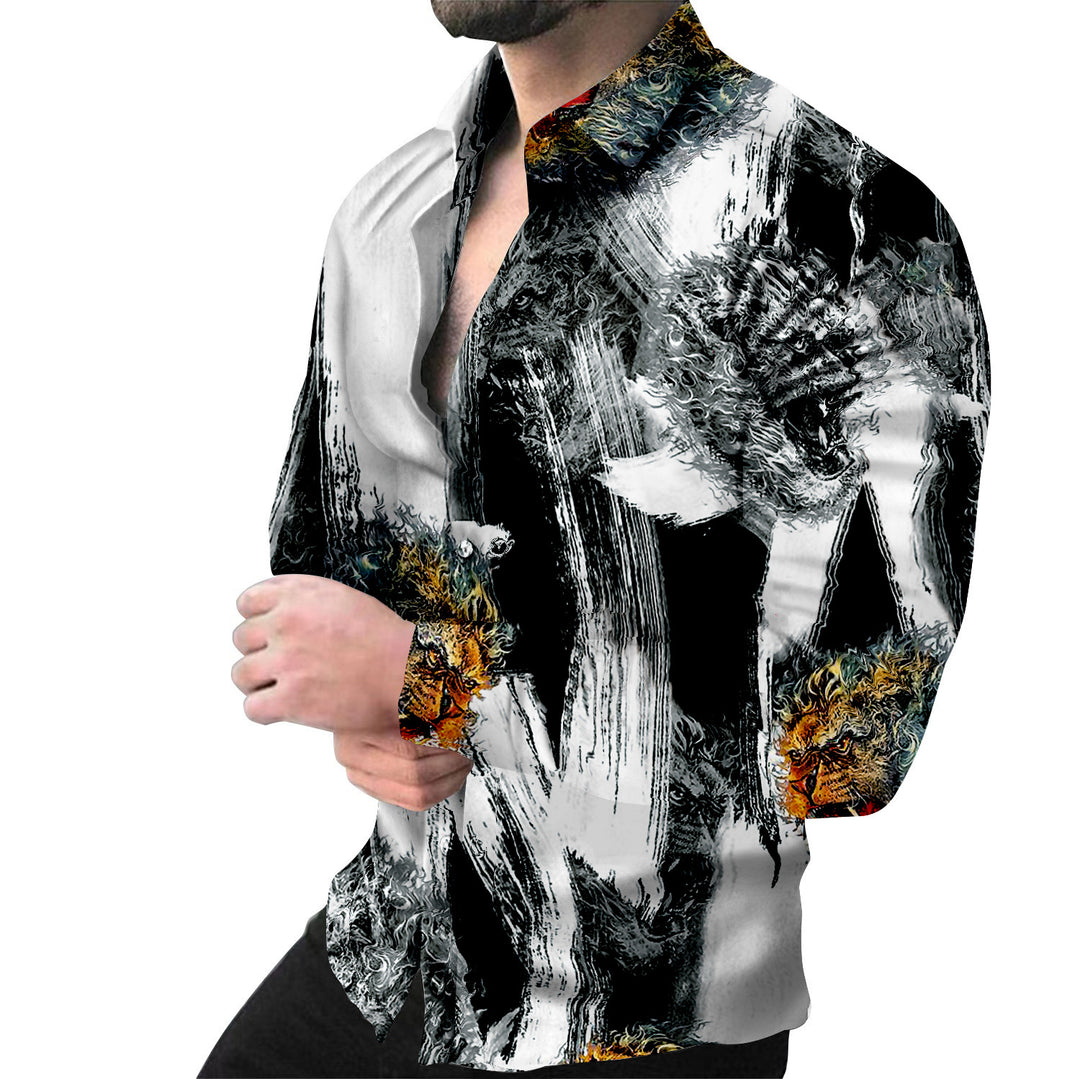 Creative long sleeve shirt for men with animal pattern and chain Lune London
