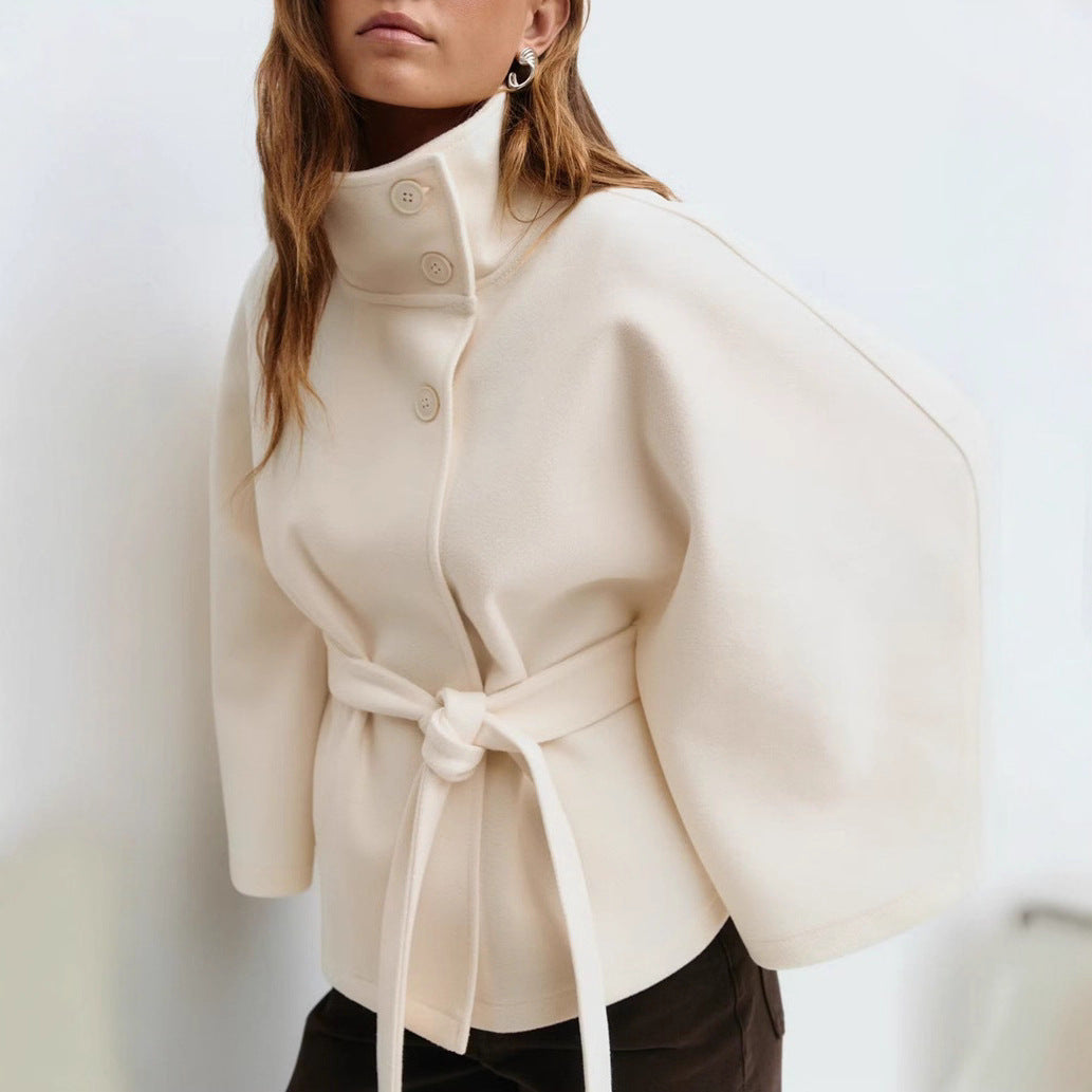 Elegant jacket for women with high collar and chic belt Lune London