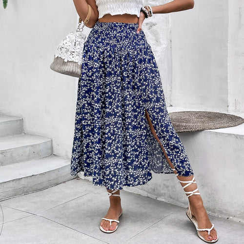 Lune London Floral Print Split Maxi Skirt for Women