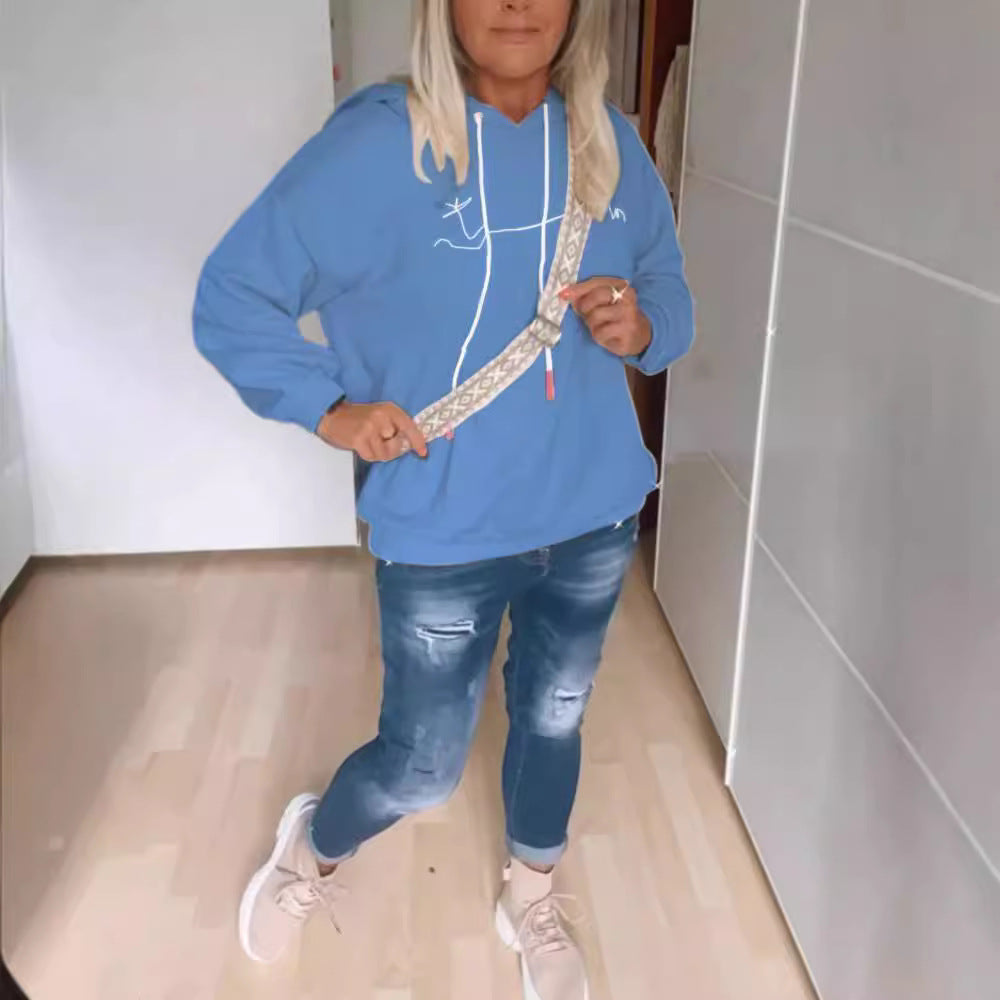 Hoodie décontracté pour femmes avec impression de lettrage moderne et poches pratiques Chic & Stil