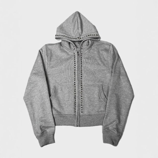Lady hoodie with decorative studs and straight cut Lune London