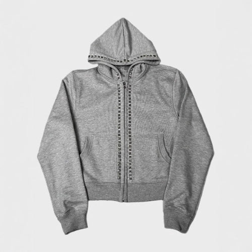 Lady hoodie with decorative studs and straight cut Lune London
