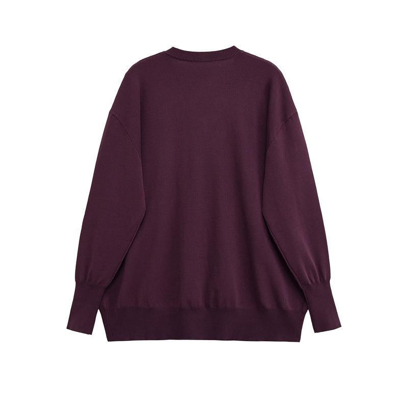 Knitted V-neck sweater for women with wide sleeves and comfortable fit Lune London