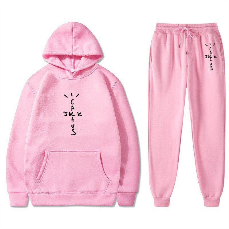 Ladies Hoodie and Jogging Pants Set with Creative Lettering Chic & Stil