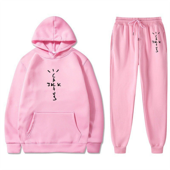 Ladies Hoodie and Jogging Pants Set with Creative Lettering Chic & Stil