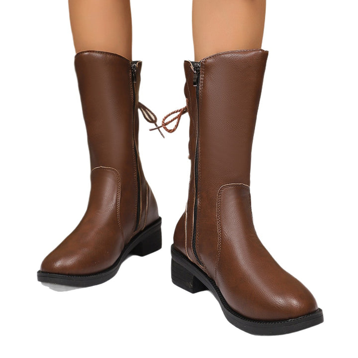 Fashionable ladies' boots with laces and side zipper Lune London