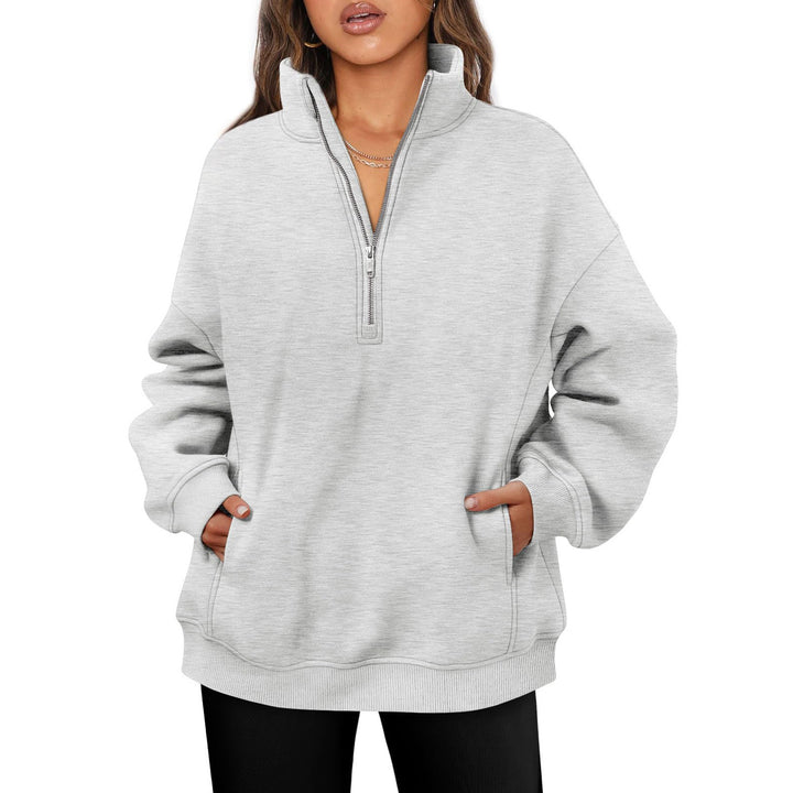Casual oversized fleece sweater for women with high collar Lune London