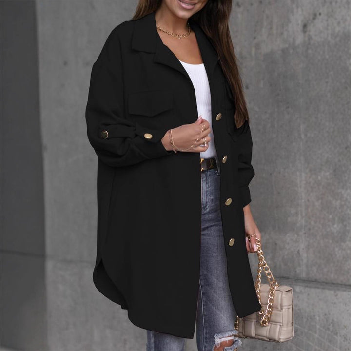 Chic oversized shirt jacket for women with pockets and button details Lune London